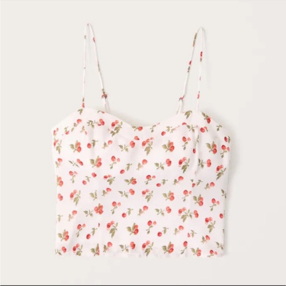 Abercrombie & Fitch cherry print sweetheart neckline